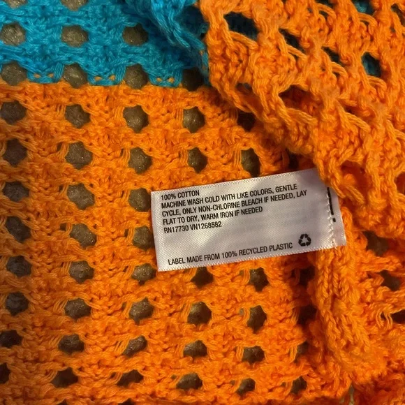 Wild Fable Granny Crochet Striped Rainbow Wide Sleeved Casual Top Shirt Size L - Picture 8 of 9